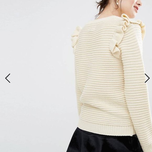 Willow and Paige Ribbed Sweater With Shoulder Ruffle - Picture 4 of 5